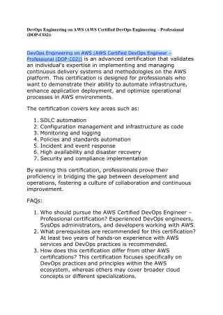 DevOps Engineering on AWS (AWS Certified DevOps Engineering – Professional (DOP-CO2))