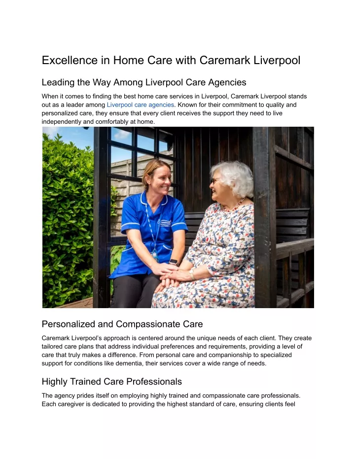 excellence in home care with caremark liverpool