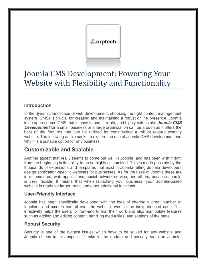 joomla cms development powering your website with