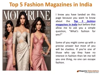 Top 5 Fashion Magazines in India