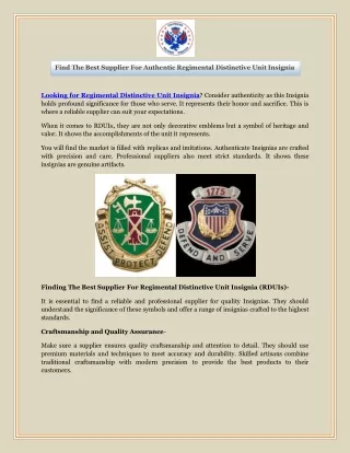 Find The Best Supplier For Authentic Regimental Distinctive Unit Insignia