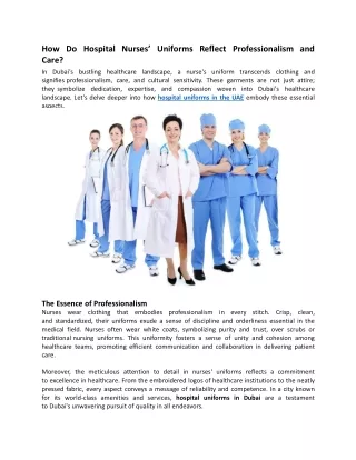 How Do Hospital Nurses Uniforms Reflect Professionalism and Care