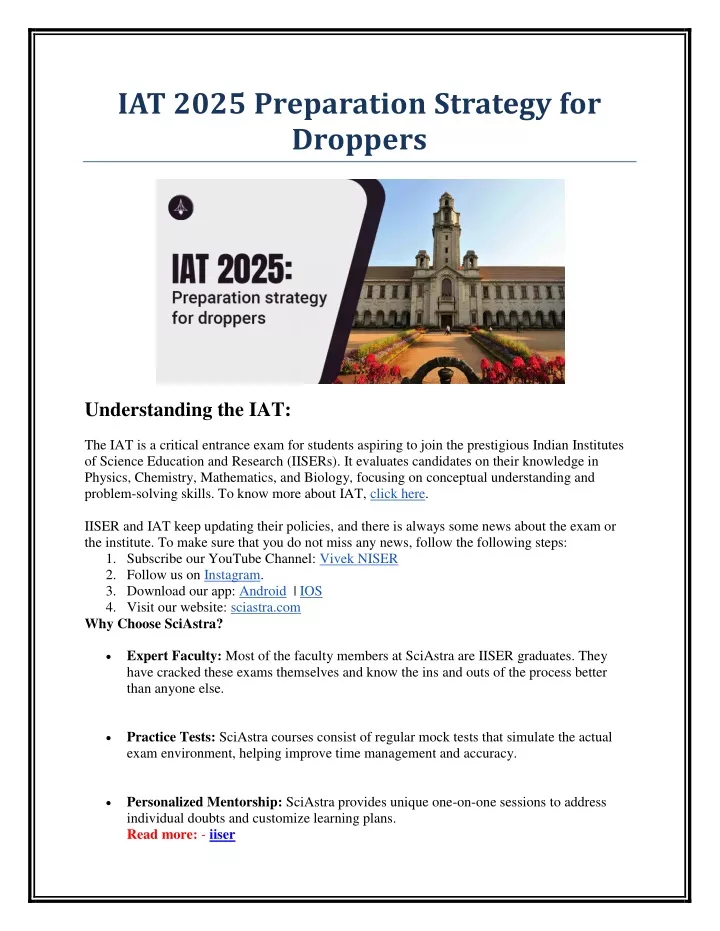 iat 2025 preparation strategy for droppers