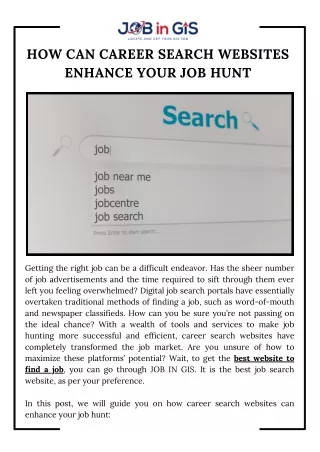 How Can Career Search Websites Enhance Your Job Hunt