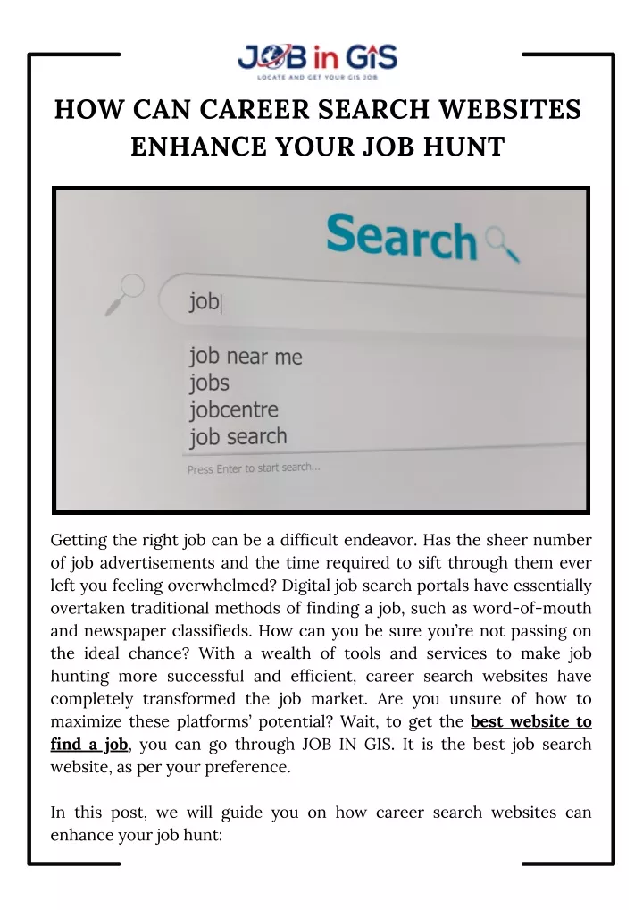 how can career search websites enhance your