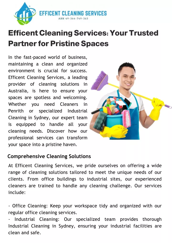 efficent cleaning services your trusted partner