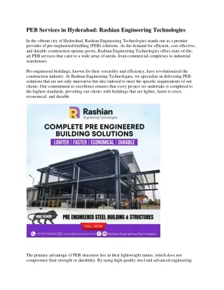 peb services in hyderabad rashian engineering
