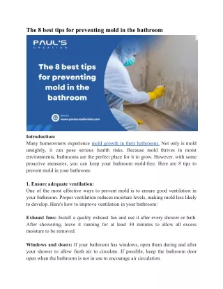 The 8 best tips for preventing mold in the bathroom_Paul's Creation