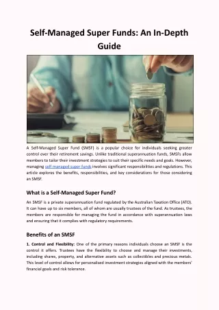 Self-Managed Super Funds: An In-Depth Guide