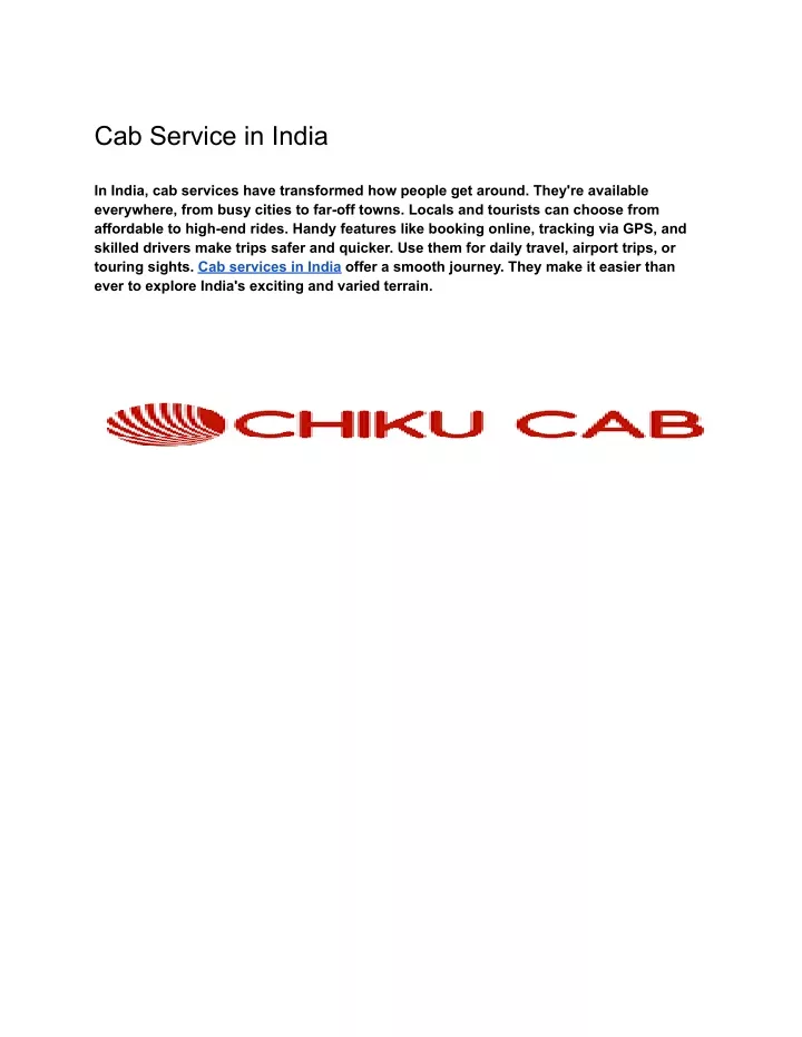 cab service in india