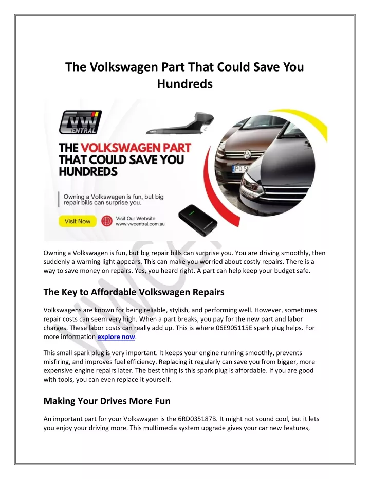 the volkswagen part that could save you hundreds