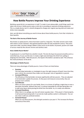 How Bottle Pourers Improve Your Drinking Experience