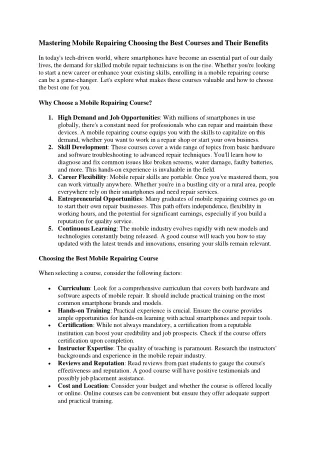 mastering mobile repairing choosing the best