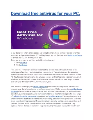 Download free antivirus for your PC