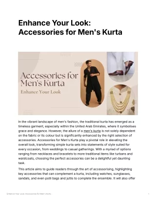 Enhance Your Look Accessories for Men's Kurta