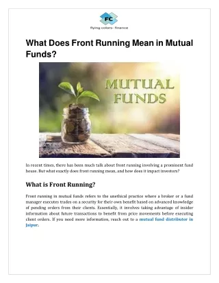 What Does Front Running Mean in Mutual Funds