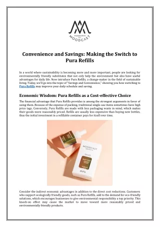 Convenience and Savings: Making the Switch to Pura Refills