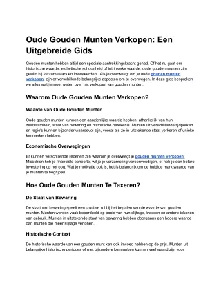 Oude Gouden Munten Verkopen_ Een Uitgebreide Gids