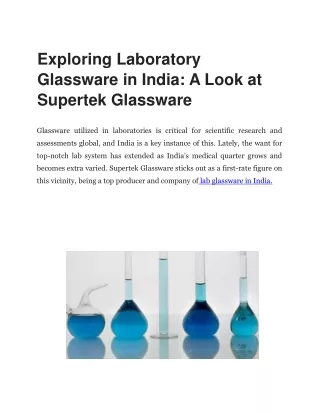 Innovation in Indian Labs: The Role of Supertek Glassware