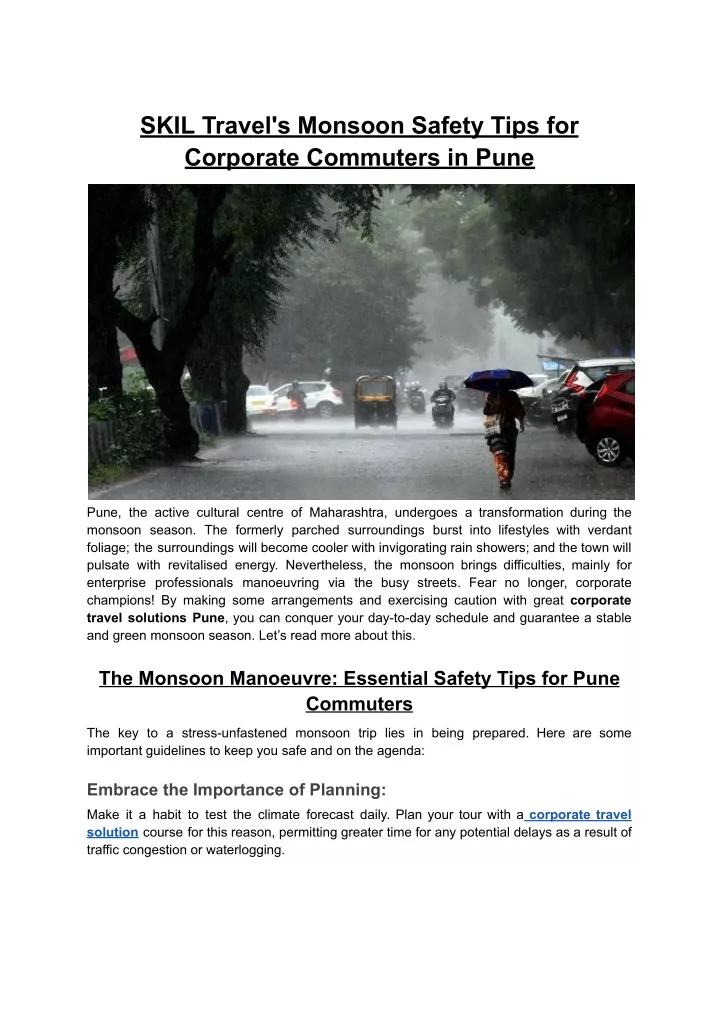 skil travel s monsoon safety tips for corporate