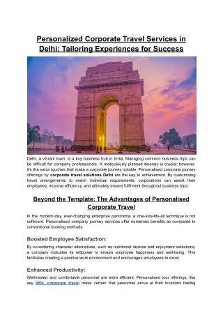 personalized corporate travel services in delhi