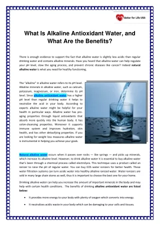 Alkaline Antioxidant Water - PDF