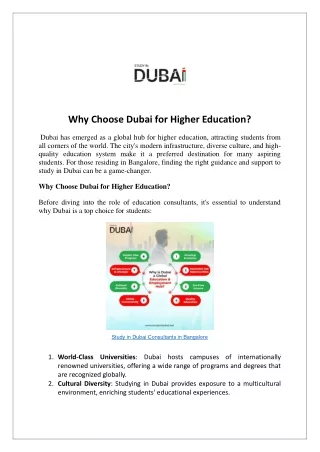 Why Choose Dubai for Higher Education