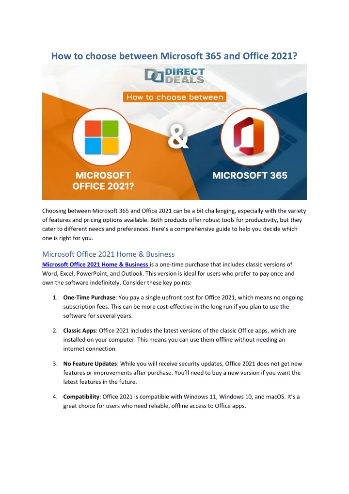 how to choose between microsoft 365 and office