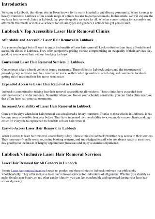 Lubbock’s Top Laser Hair Removal Clinics: Quality Services for All