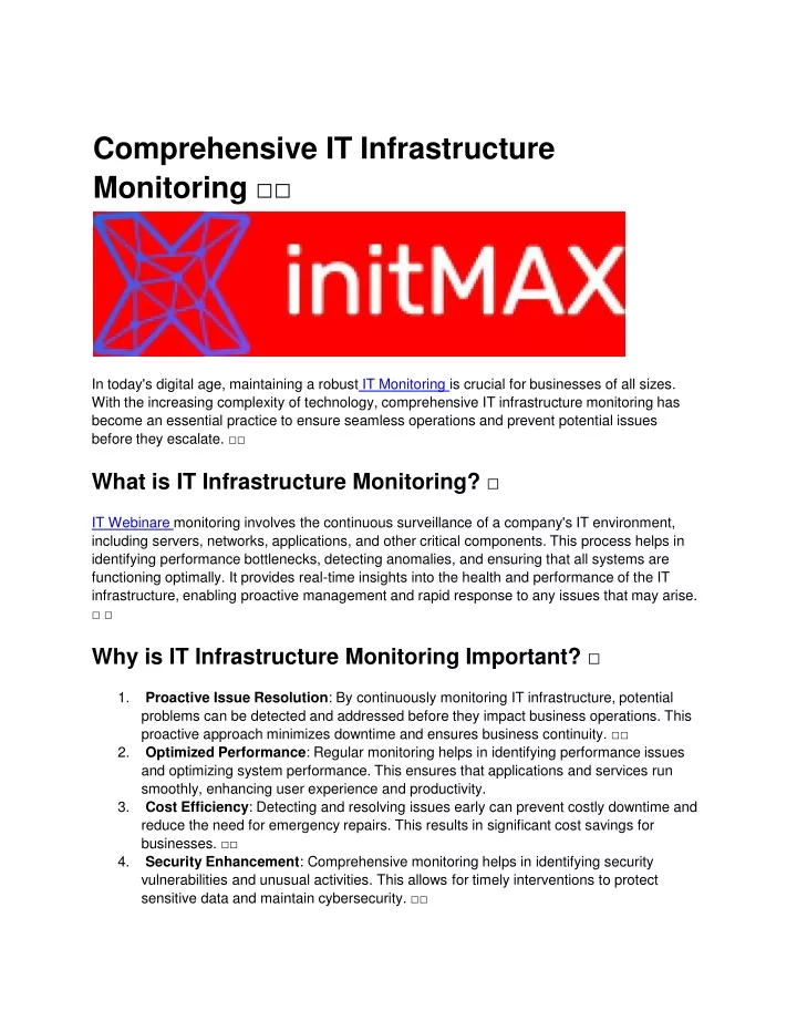 comprehensive it infrastructure monitoring