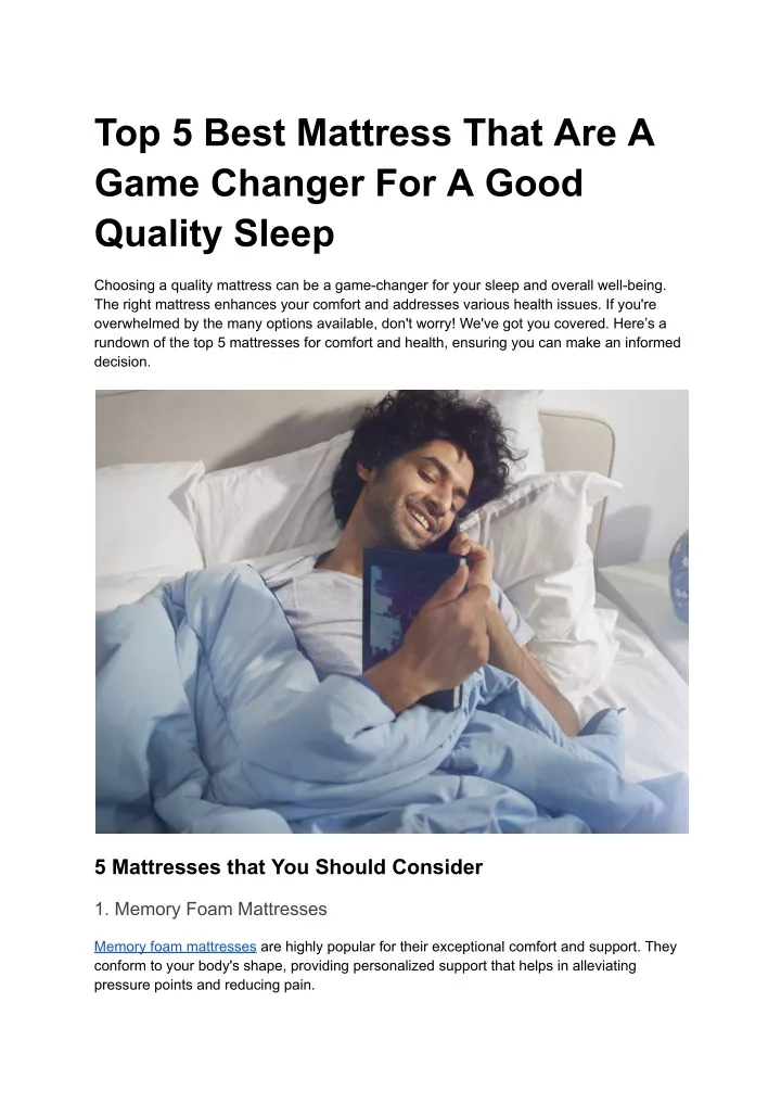 top 5 best mattress that are a game changer