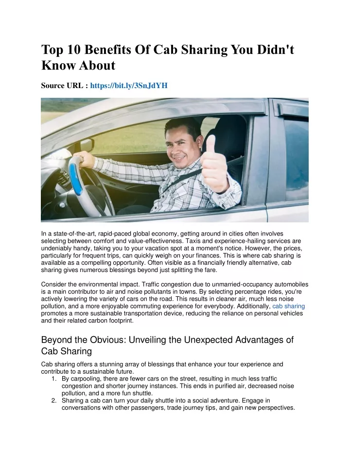 top 10 benefits of cab sharing you didn t know