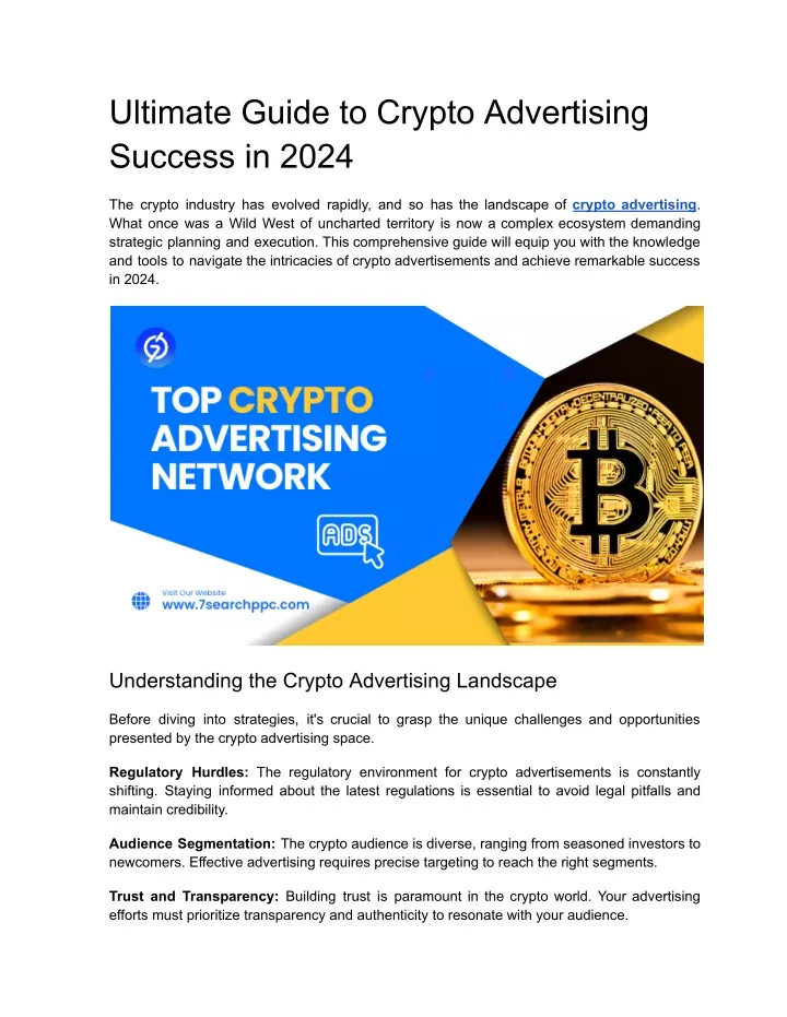 ultimate guide to crypto advertising success