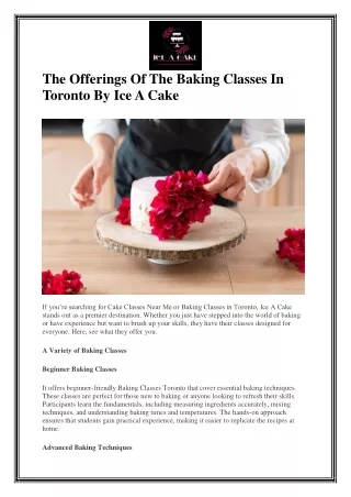 The Offerings Of The Baking Classes In Toronto By Ice A Cake