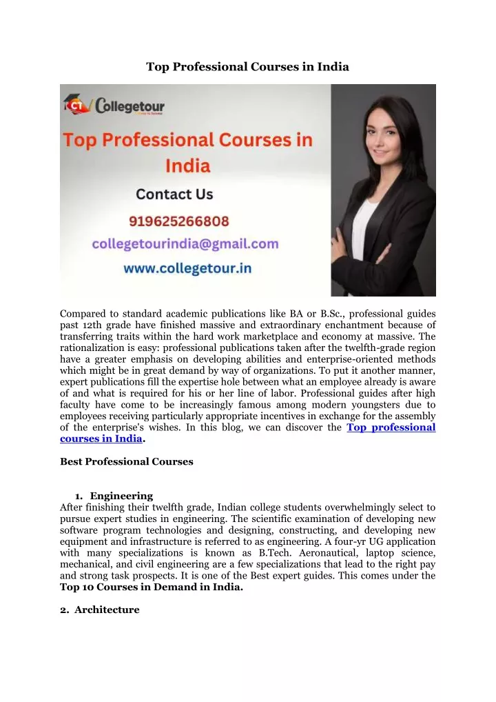 top professional courses in india