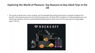 Exploring the World of Pleasure Top Reasons to Buy Adult Toys in the UK