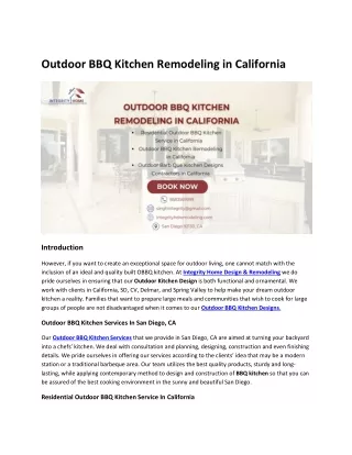 Outdoor BBQ Kitchen Remodeling in California