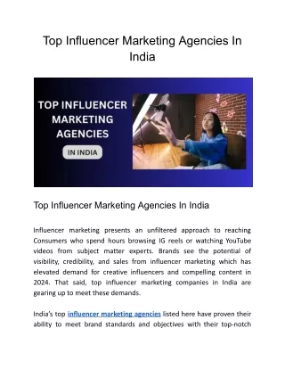 Top Influencer Marketing Agencies in India