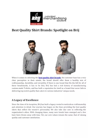 Best Quality Shirt Brands Spotlight on Brij