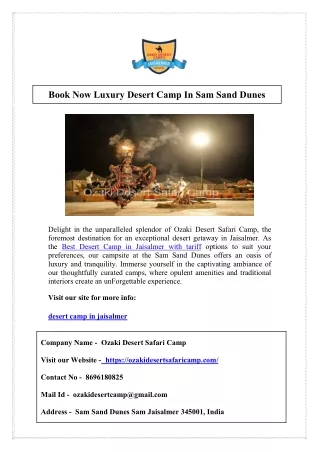 Book Now Luxury Desert Camp In Sam Sand Dunes