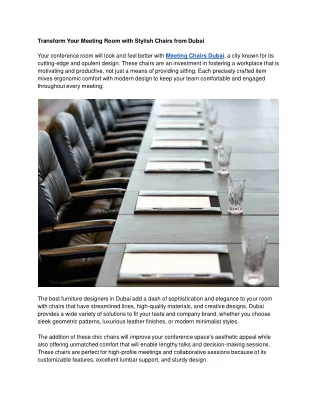 Transform Your Meeting Room with Stylish Chairs from Dubai