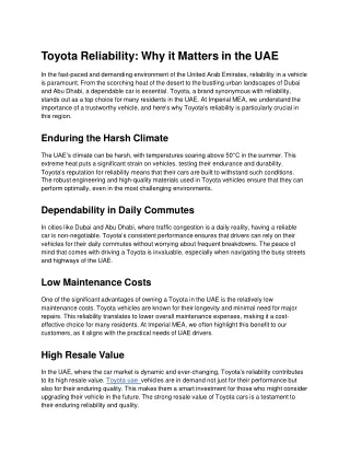toyota reliability why it matters