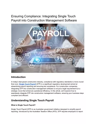 ensuring compliance integrating single touch
