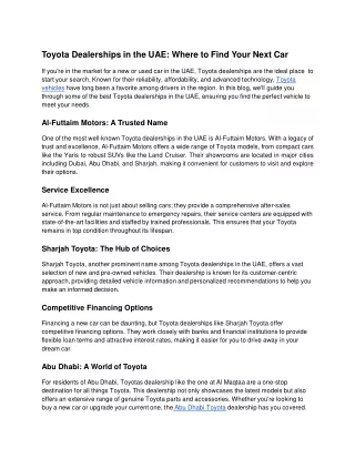 Toyota Dealerships in the UAE_ Where to Find Your Next Car