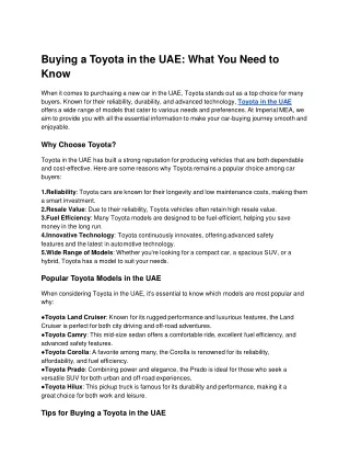 Buying a Toyota in the UAE_ What You Need to Know