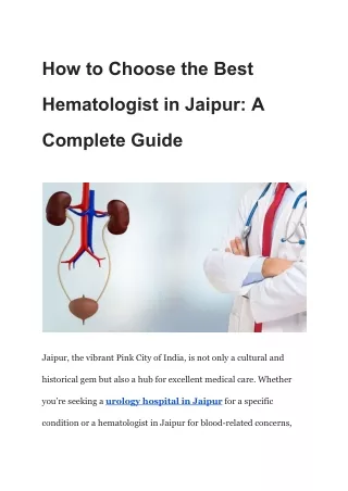 How to Choose the Best Hematologist in Jaipur_ A Complete Guide