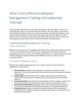What is the Difference Between Management Training and Leadership Training