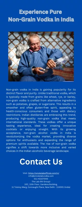 Experience Pure Non-Grain Vodka in India