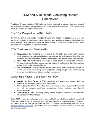 tcm and skin health achieving radiant complexion