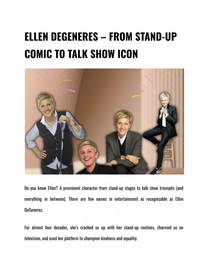 ellen degeneres from stand up comic to talk show